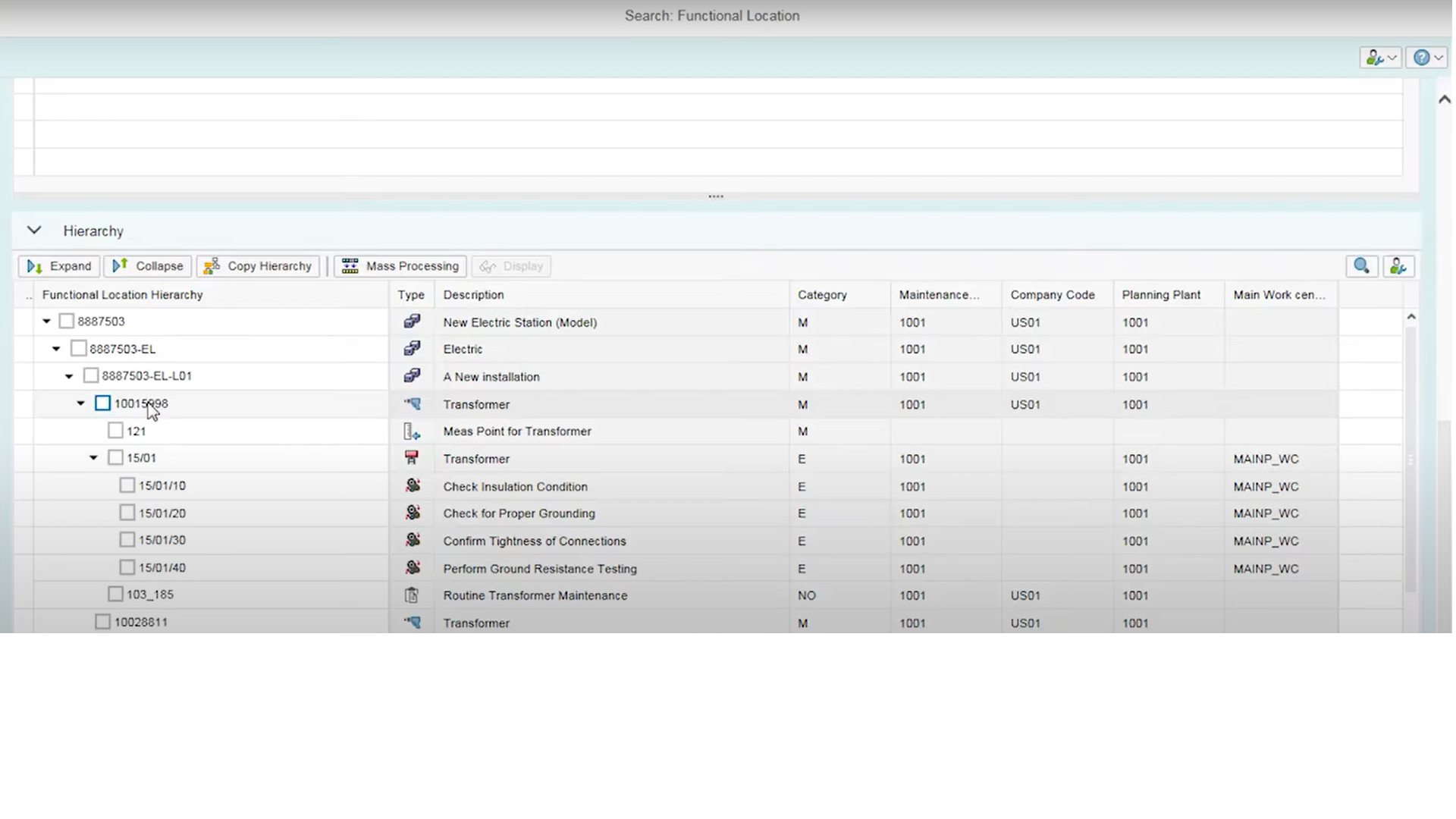 User interface of SAP AIW